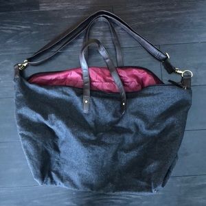 Grey herringbone weekend bag